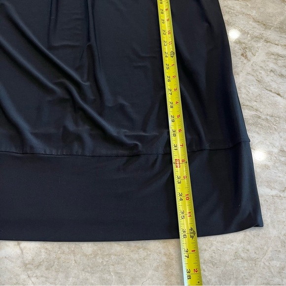 VINTAGE Tiana B Midi Dress | Black Cocoon Pleated Scoop Neck | Medium - Picture 4 of 9